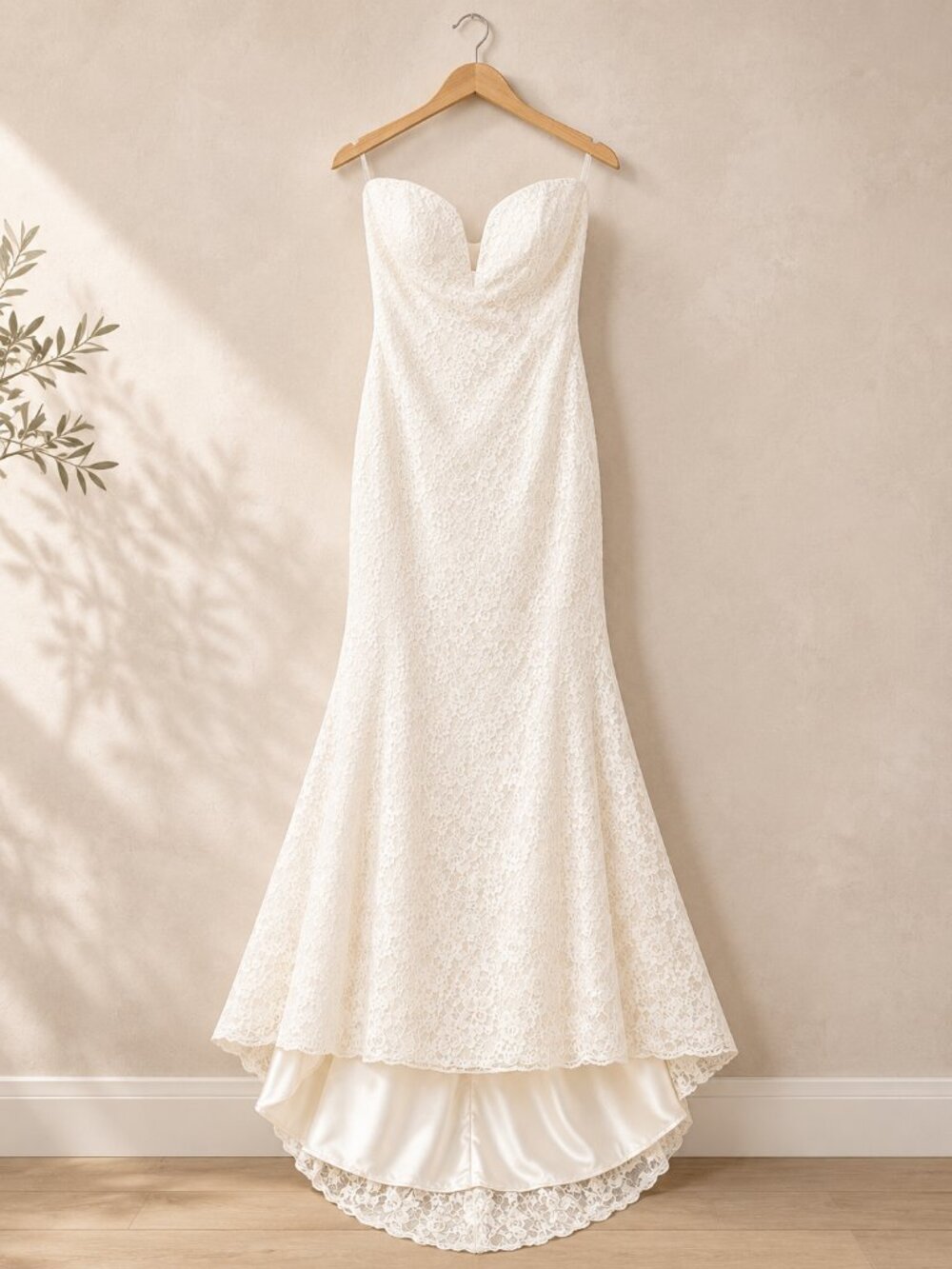 NWT Lulus Gorgeous Love Lace Strapless Wedding Dress XL Fit Flare Train Bridal - Picture 4 of 17